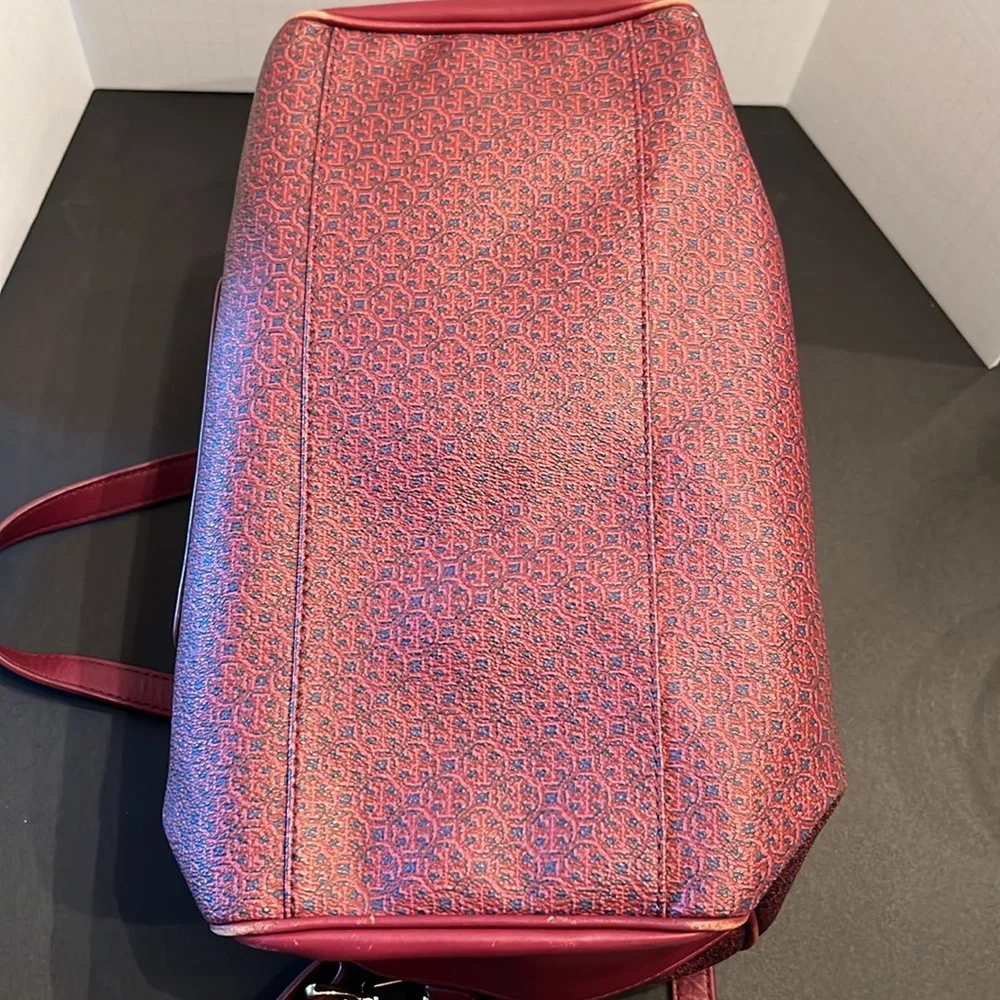 Tory Burch Doctor Bag Logo Pattern Burgundy